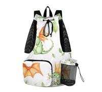 Sevdomey Cute Baby Dragons Lightweight Drawstring Backpack Gym Sack with Wet Dry Bag Swim Beach Travel Sports