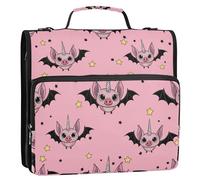 Sevdomey Cute Bats Zipper Binder with Shoulder Strap & Handle for Easy Carry, 1.5 Inch 3-Ring Binder for School, Expansion Panel and Expanding File