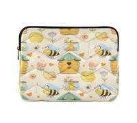 Sevdomey Cute Bees Laptop Sleeve 15.6 Inch, Slim Protective Computer Case with Soft Padding, Top Zipper Bag for Women & Men, Fits Most 15 Inch Laptops