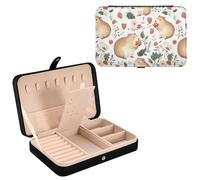 Sevdomey Cute Capybaras Jewelry Box PU Leather for Women Girls, Velvet Lined Travel Portable Jewelry Storage Case for Rings, Earrings, Necklaces, Bracelets