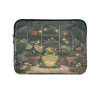 Sevdomey Cute Frog Laptop Sleeve 13.4 Inch, Slim Protective Computer Case with Soft Padding, Top Zipper Bag for Women & Men, Fits Most 13.3 Inch Laptops