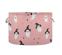 Sevdomey Cute Ghosts Cotton Rope Storage Basket with Handles, Large Decorative Closet Shelf Basket for Nursery Playroom Classroom Organization
