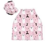 Sevdomey Cute Ghosts Nursing Car Seat Cover for Babies Newborns, Multi-Purpose Soft Breathable Breastfeeding Cover Nursing Scarf