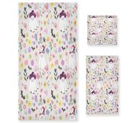 Sevdomey Cute Ghosts Soft Absorbent 3-Piece Bathroom Towel Set - Premium Cotton Washcloth, Hand Towel & Bath Towel for Gym, Beach, Pool, Hotel, Decorative Quick-Dry Gift