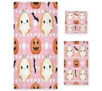 Sevdomey Cute Ghosts Soft Absorbent 3-Piece Bathroom Towel Set - Premium Cotton Washcloth, Hand Towel & Bath Towel for Gym, Beach, Pool, Hotel, Decorative Quick-Dry Gift