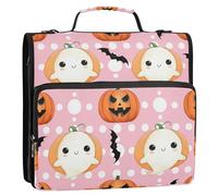 Sevdomey Cute Ghosts Zipper Binder with Shoulder Strap & Handle for Easy Carry, 1.5 Inch 3-Ring Binder for School, Expansion Panel and Expanding File
