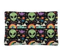 Sevdomey Cute Green Aliens Pet Pads Kennel Bed Crate Mattress, Washable Soft Comfortable Pet Bed Pad with Non-Slip Bottom for Small Medium Large Dogs Cats, 45x60 cm