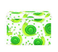 Sevdomey Cute Green Snails Storage Bins with Lids and Carrying Handle,Foldable Storage Boxes Organizer Containers Baskets Cube for Home Bedroom Closet Office Nursery