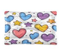 Sevdomey Cute Heart with Stars Pet Pads Dog Bed Cat Bed Kennel Bed Crate Mattress, Washable Soft Comfortable Pet Bed Pad with Non-Slip Bottom for Small Medium Large Dogs Cats, 60x90 cm