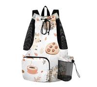 Sevdomey Cute Hedgehog Lightweight Drawstring Backpack Gym Sack with Wet Dry Bag Swim Beach Travel Sports