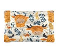 Sevdomey Cute Highland Cow Pet Pads Dog Bed Cat Bed Kennel Bed Crate Mattress, Washable Soft Comfortable Pet Bed Pad with Non-Slip Bottom for Small Medium Large Dogs Cats, 60x90 cm