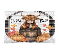 Sevdomey Cute Highland Cow Pet Pads Dog Bed Cat Bed Kennel Bed Crate Mattress, Washable Soft Comfortable Pet Bed Pad with Non-Slip Bottom for Small Medium Large Dogs Cats, 45x60 cm