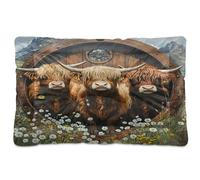 Sevdomey Cute Highland Cows Pet Pads Dog Bed Cat Bed Kennel Bed Crate Mattress, Washable Soft Comfortable Pet Bed Pad with Non-Slip Bottom for Small Medium Large Dogs Cats, 45x60 cm