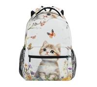 Sevdomey Cute Little Cat Laptop Backpack, Waterproof 15L Stylish Lightweight Daypack with Multiple Pockets for Work, School & Travel