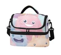 Sevdomey Cute Monsters Lunch Bag for Women Men, Insulated Cooler Double Deck 8L, Portable Lunch Box for Work Picnic Beach with Padded Shoulder Strap
