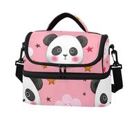 Sevdomey Cute Panda Lunch Bag for Women Men, Insulated Cooler Double Deck 8L, Portable Lunch Box for Work Picnic Beach with Padded Shoulder Strap