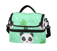 Sevdomey Cute Panda Lunch Bag for Women Men, Insulated Cooler Double Deck 8L, Portable Lunch Box for Work Picnic Beach with Padded Shoulder Strap