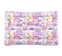 Sevdomey Cute Pastel Dinosaurs Pet Pads Kennel Bed Crate Mattress, Washable Soft Comfortable Pet Bed Pad with Non-Slip Bottom for Small Medium Large Dogs Cats, 45x60 cm