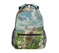 Sevdomey Cute Pig Laptop Backpack, Waterproof 15L Stylish Lightweight Daypack with Multiple Pockets for Work, School & Travel