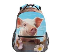 Sevdomey Cute Pig Laptop Backpack, Waterproof 15L Stylish Lightweight Daypack with Multiple Pockets for Work, School & Travel