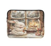 Sevdomey Cute Rabbit Laptop Sleeve 13.4 Inch, Slim Protective Computer Case with Soft Padding, Top Zipper Bag for Women & Men, Fits Most 13.3 Inch Laptops