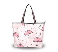 Sevdomey Cute Rain Umbrella Tote Bag for Women with Zipper, Large Capacity Canvas Handbag for Work, Travel & Shopping