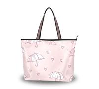 Sevdomey Cute Rain Umbrella Tote Bag for Women with Zipper, Large Capacity Canvas Handbag for Work, Travel & Shopping