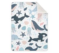 Sevdomey Cute Sea Creatures Baby Blanket Newborn Gifts for Girls and Boys, Soft Cotton Newborn Baby Receiving Blanket for Unisex Toddlers,76x101 cm