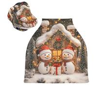 Sevdomey Cute Snowman Nursing Car Seat Cover for Babies Newborns, Multi-Purpose Soft Breathable Breastfeeding Cover - Car Seat Covers - Nursing Scarf