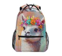 Sevdomey Cute White Alpaca Laptop Backpack, Waterproof 15L Stylish Lightweight Daypack with Multiple Pockets for Work, School & Travel
