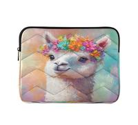 Sevdomey Cute White Alpaca Laptop Sleeve 13.4 Inch, Slim Protective Computer Case with Soft Padding, Top Zipper Bag for Women & Men, Fits Most 13.3 Inch Laptops