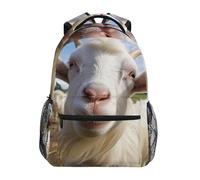 Sevdomey Cute White Goat Laptop Backpack, Waterproof 15L Stylish Lightweight Daypack with Multiple Pockets for Work, School & Travel