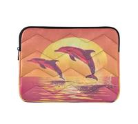 Sevdomey Dolphins Jumping Laptop Sleeve 13.4 Inch, Slim Protective Computer Case with Soft Padding, Top Zipper Bag for Women & Men, Fits Most 13.3 Inch Laptops