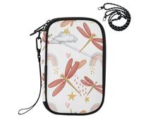 Sevdomey Dragonflies and Red Wings Lightweight Water-Resistant Multi-Pocket Passport Holder Organizer