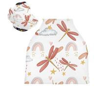 Sevdomey Dragonflies and Red Wings Nursing Car Seat Cover for Babies Newborns, Multi-Purpose Soft Breathable Breastfeeding Cover Nursing Scarf
