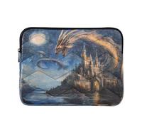 Sevdomey Dream Castle Dragon Laptop Sleeve 13.4 Inch, Slim Protective Computer Case with Soft Padding, Top Zipper Bag for Women & Men, Fits Most 13.3 Inch Laptops