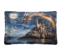 Sevdomey Dream Castle Dragon Pet Pads Dog Bed Cat Bed Kennel Bed Crate Mattress, Washable Soft Comfortable Pet Bed Pad with Non-Slip Bottom for Small Medium Large Dogs Cats, 45x60 cm