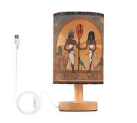 Sevdomey Egyptian Gods Pharaohs Bedside Table Lamp with USB Port, No Bulb Needed, Warm LED Light for Bedroom, Living Room, Office - Bedside Table Lamp for Reading, Study, Decor