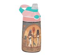 Sevdomey Egyptian Gods Pharaohs Kids Water Bottle with Straw for Girls Boys, Stainless Steel Insulated Leakproof Water 480ml for School Nursery Travel Sports