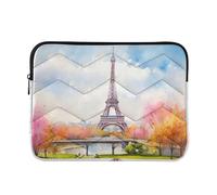 Sevdomey Eiffel Tower Laptop Sleeve 15.6 Inch, Slim Protective Computer Case with Soft Padding, Top Zipper Bag for Women & Men, Fits Most 15 Inch Laptops