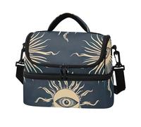 Sevdomey Eye and Suns Lunch Bag for Women Men, Insulated Cooler Double Deck 8L, Portable Lunch Box for Work Picnic Beach with Padded Shoulder Strap