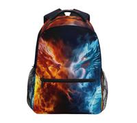 Sevdomey Fire and Ice Dragon Laptop Backpack, Waterproof 15L Stylish Lightweight Daypack with Multiple Pockets for Work, School & Travel