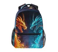 Sevdomey Fire and Ice Dragon Laptop Backpack, Waterproof 15L Stylish Lightweight Daypack with Multiple Pockets for Work, School & Travel