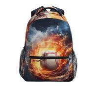 Sevdomey Fire Baseball Laptop Backpack, Waterproof 15L Stylish Lightweight Daypack with Multiple Pockets for Work, School & Travel