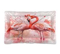 Sevdomey Flamingos in Love Dog Bed Cat Bed Kennel Bed Crate Mattress, Washable Soft Comfortable Pet Bed Pad with Non-Slip Bottom for Small Medium Large Dogs Cats, 45x60 cm