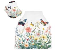 Sevdomey Flowers and Butterflies Nursing Car Seat Cover for Babies Newborns, Multi-Purpose Soft Breathable Breastfeeding Cover - Car Seat Covers - Nursing Scarf