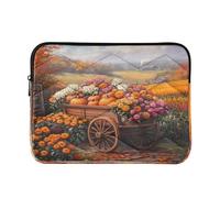 Sevdomey Flowers and Pumpkins Laptop Sleeve 15.6 Inch, Slim Protective Computer Case with Soft Padding, Top Zipper Bag for Women & Men, Fits Most 15 Inch Laptops
