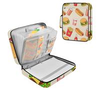 Sevdomey Food Hamburger Waterproof Expanding File Folder, Accordion Document Organizer with Zipper & Sticky Labels, Large Capacity A4/Letter Size for Office Home