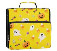 Sevdomey Fun Ghost Zipper Binder with Shoulder Strap & Handle for Easy Carry, 1.5 Inch 3-Ring Binder for School, Expansion Panel and Expanding File