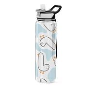 Sevdomey Funny Duck Water Bottle with Straw Lid Clear Leakproof Gym Water Bottles for Outdoor Sport Drinking Fitness Workout Travel, 32 oz